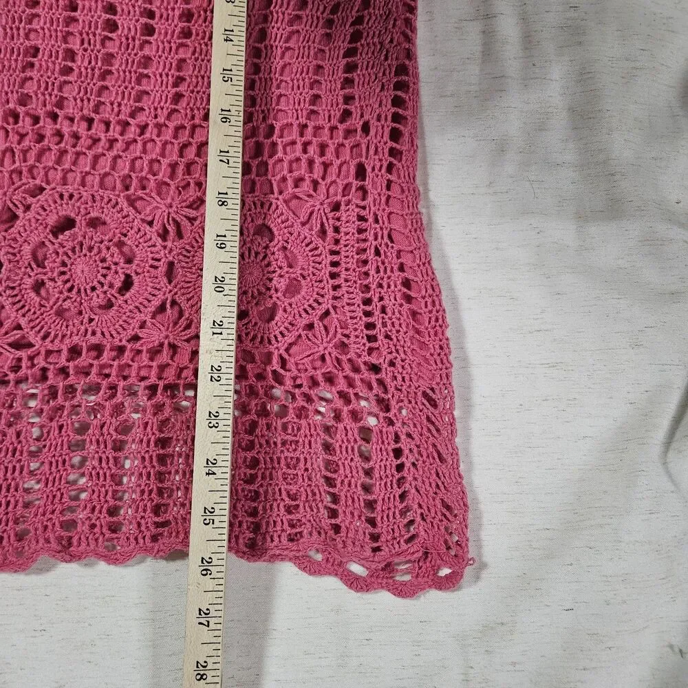 Croft Barrow Pink Cottagecore Crochet Tank Top Women Boho Hippie Casual XL Fairy